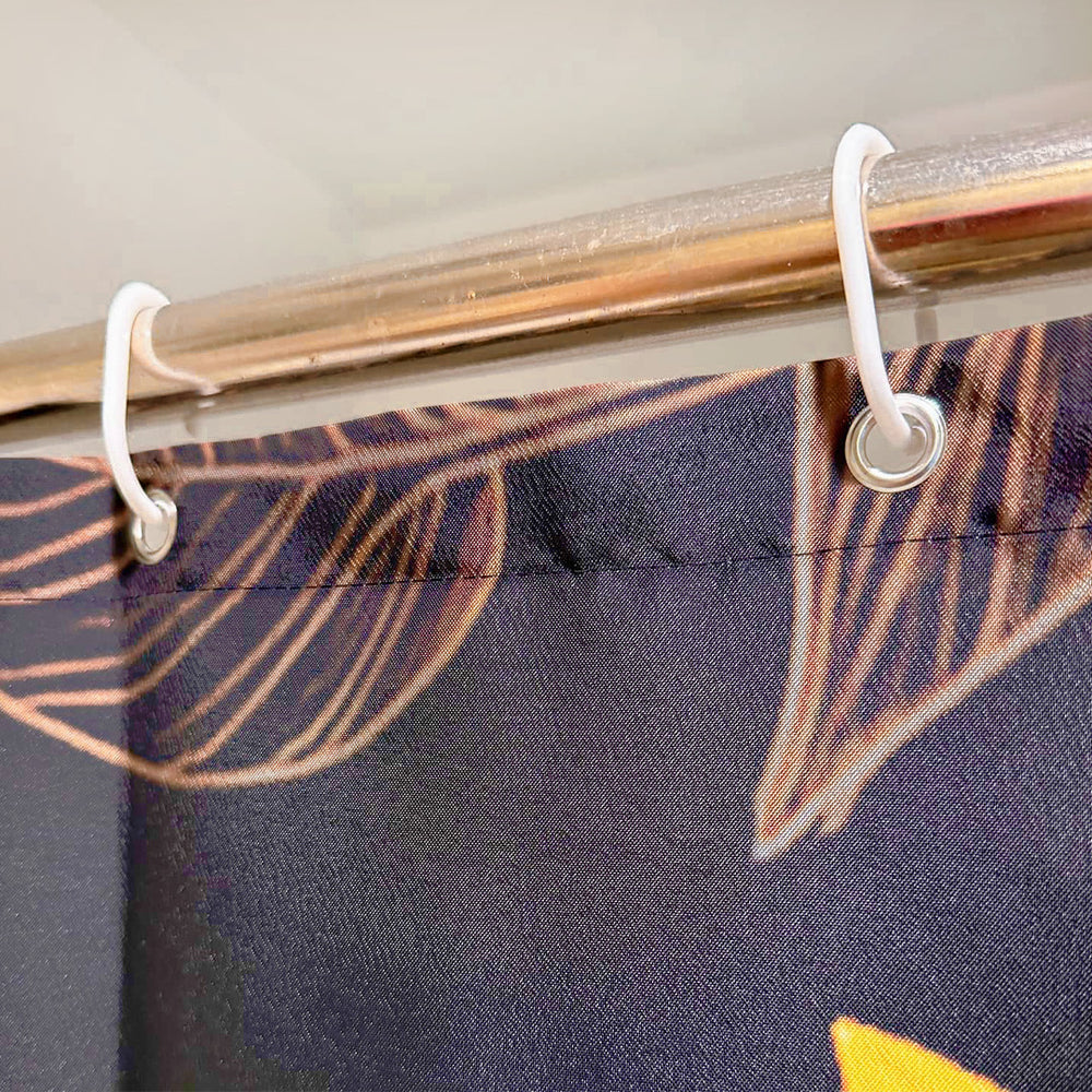 Load image into Gallery viewer, Sunflower Boho Shower Curtain | Black & Yellow Cute Floral Bathroom Decor