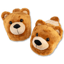 Load image into Gallery viewer, Bear Slippers - Poofy Plush Brown Women M