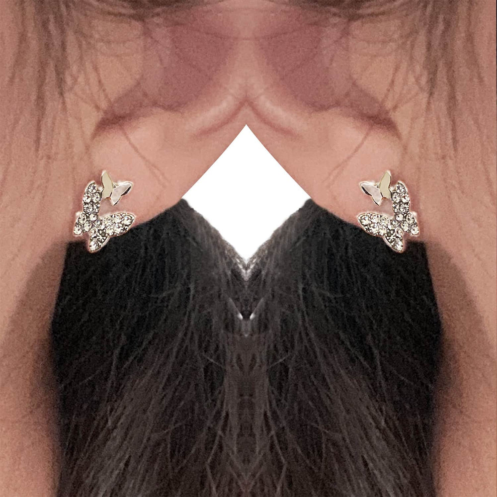 Load image into Gallery viewer, Butterfly Jewelry Set - Silver Pearl Necklace Earrings