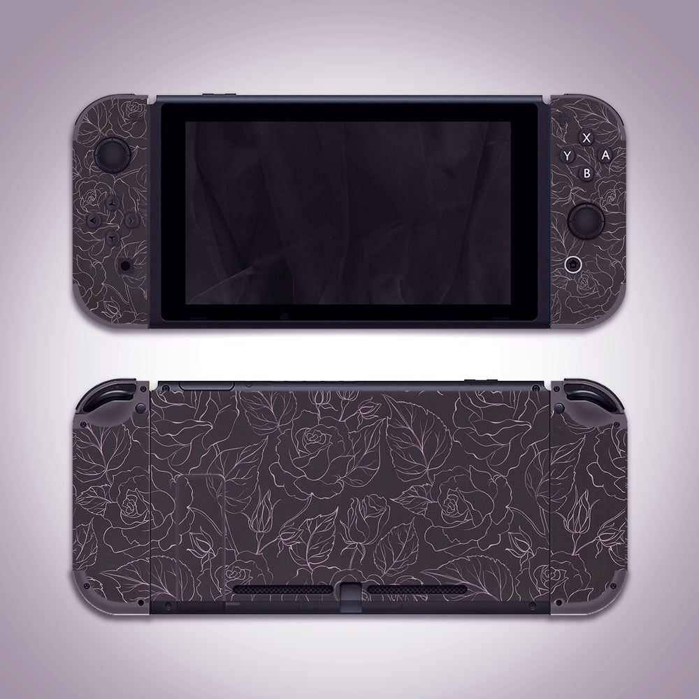 Load image into Gallery viewer, Black Rose Skin | Flower Nintendo Switch OLED or Lite Wrap