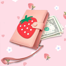 Load image into Gallery viewer, Strawberry Passport Cover | Cute Kawaii Pink Leather Travel Case