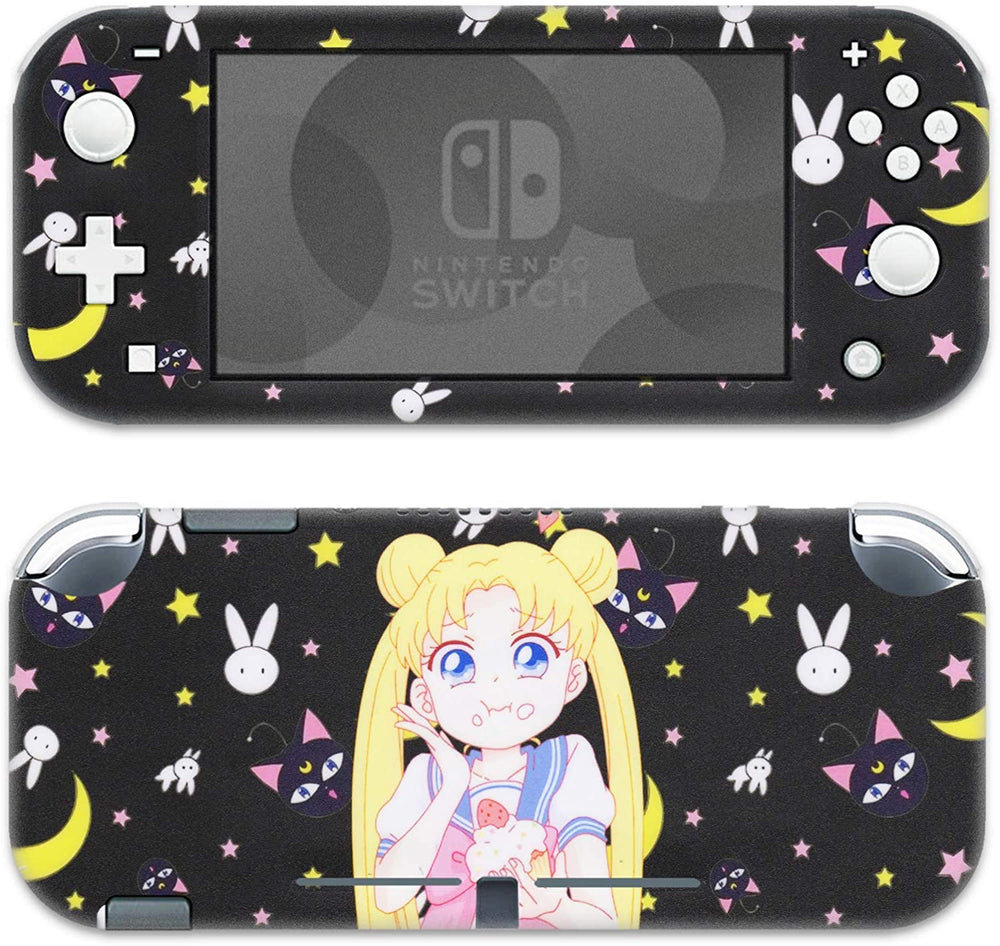 Load image into Gallery viewer, Moon Anime Skins - Black Anime Cute Nintendo Switch Lite Wraps