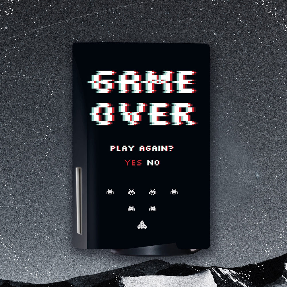 Load image into Gallery viewer, Game Over PS5 Skin - Retro Black Vinyl Sticker for Sony Playstation 5
