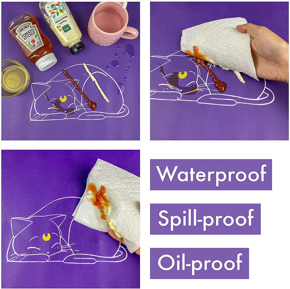 Load image into Gallery viewer, Moon Anime Desk Pad - Large Pink Purple Cat Luna Mat Mousepad