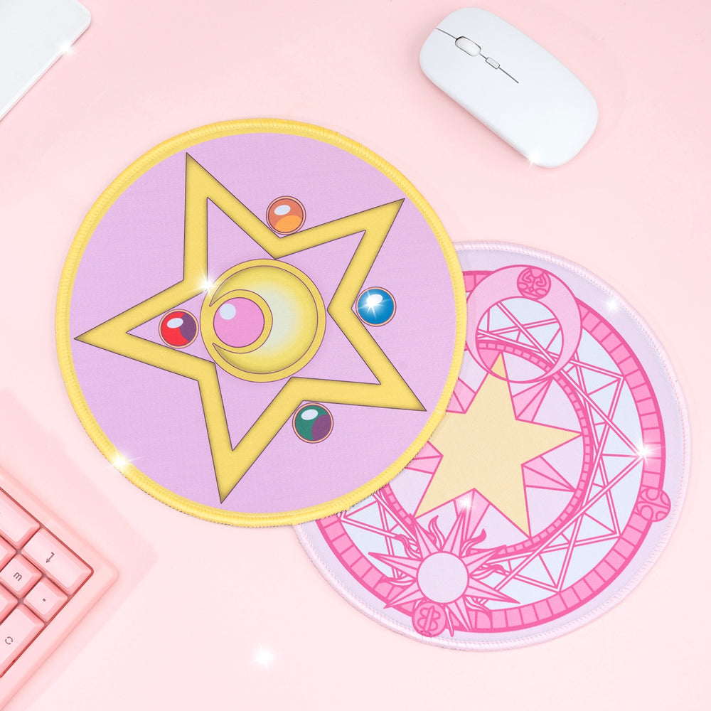 Load image into Gallery viewer, Pink Anime Mousepads - 2 Cute Sakura Moon Mouse Pads