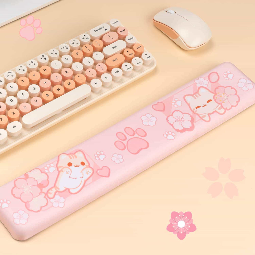 Load image into Gallery viewer, Sakura Cat Mousepad - Kawaii Desk Mat Mouse Pad with Wrist Support