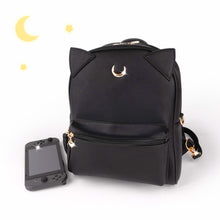 Load image into Gallery viewer, BelugaDesign Moon Backpack - Cute Black Anime Cat Ears
