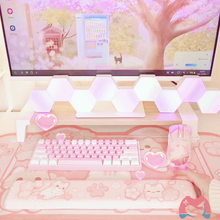 Load and play video in Gallery viewer, Sakura Cat Mousepad - Kawaii Desk Mat Mouse Pad with Wrist Support
