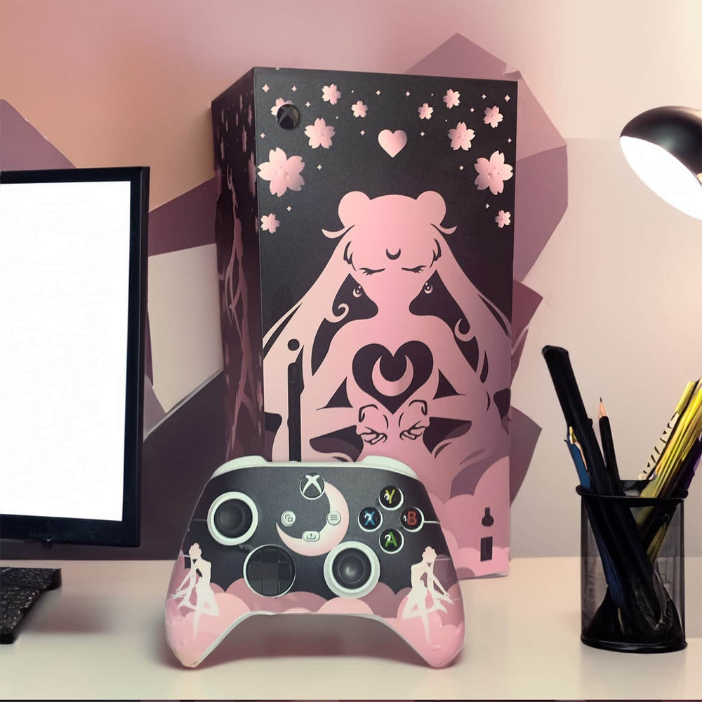 Load image into Gallery viewer, Moon Anime Xbox Skin | Japanese Black Pink Vinyl for Xbox Series S
