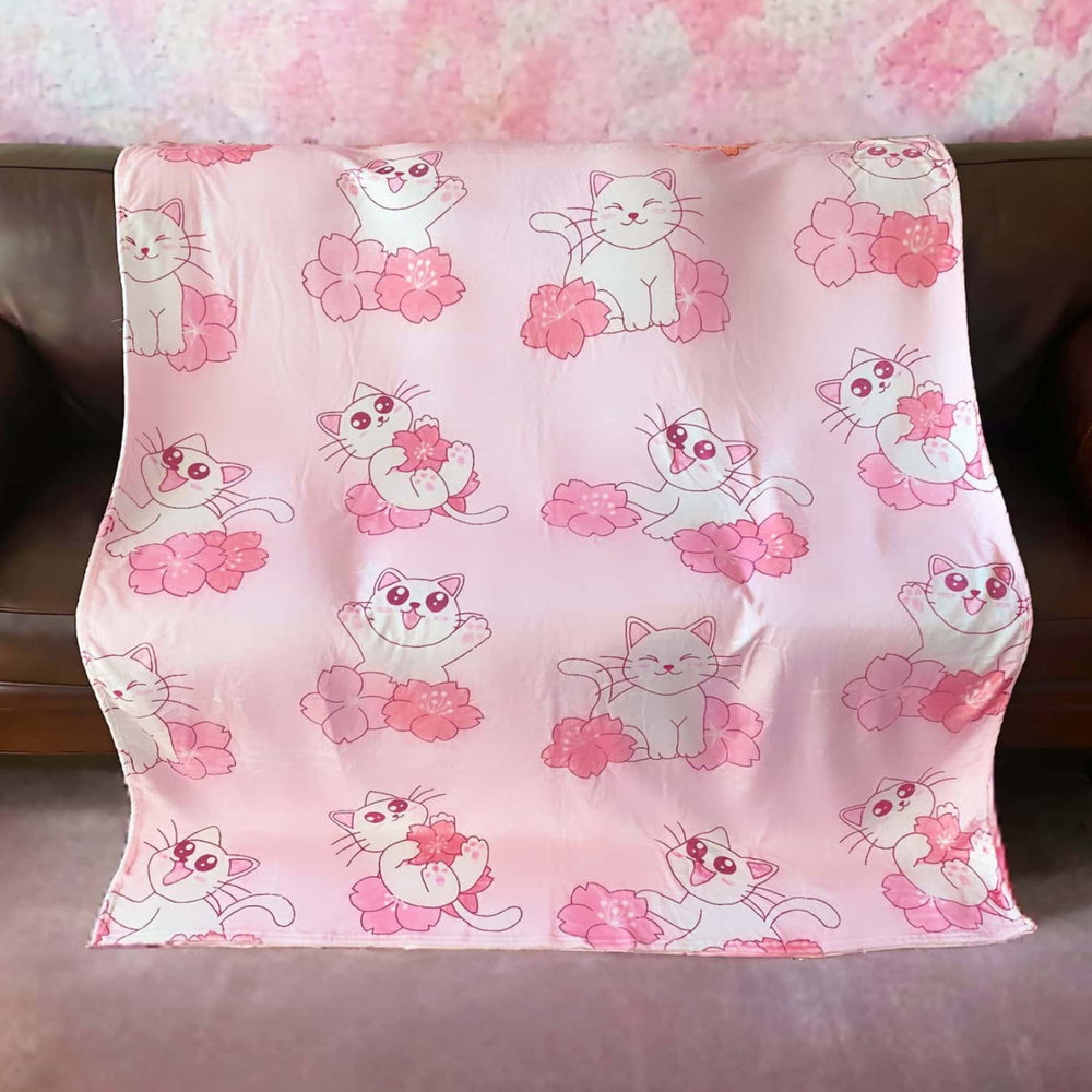 Load image into Gallery viewer, Sakura Cat Blanket - Kawaii Pink Pastel Throw Blanket
