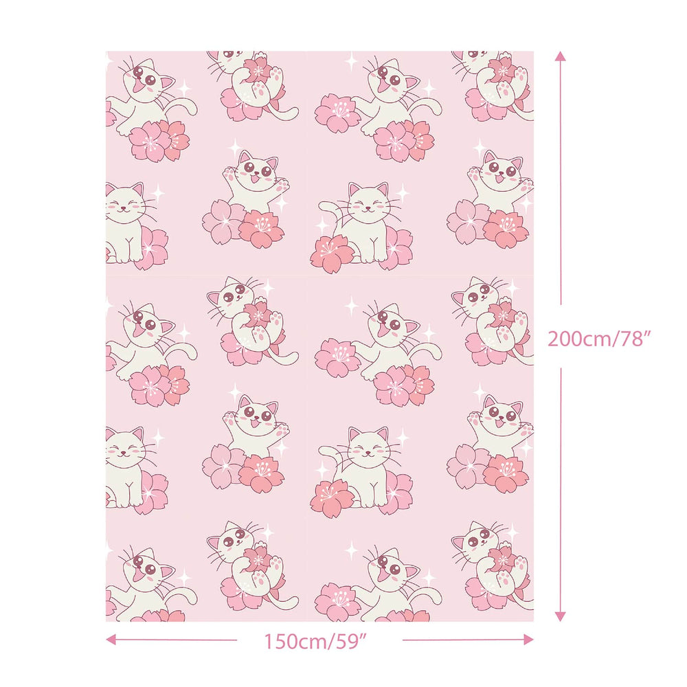 Load image into Gallery viewer, Sakura Cat Blanket - Kawaii Pink Pastel Throw Blanket
