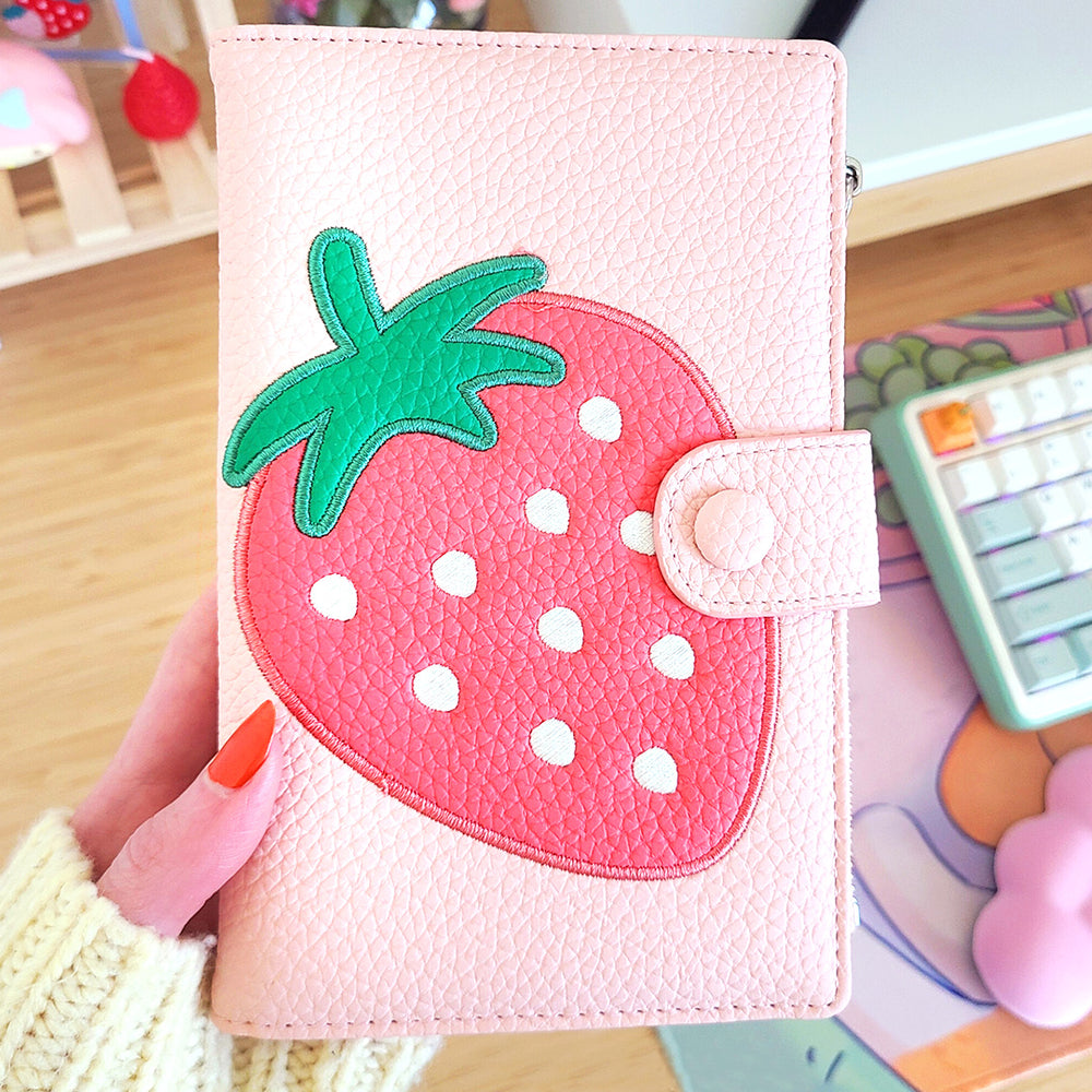 Load image into Gallery viewer, Strawberry Passport Cover | Cute Kawaii Pink Leather Travel Case