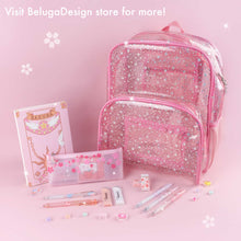 Load image into Gallery viewer, Sakura Pouch - Cute Glitter Clear Pink Pen Pencil Makeup Bag
