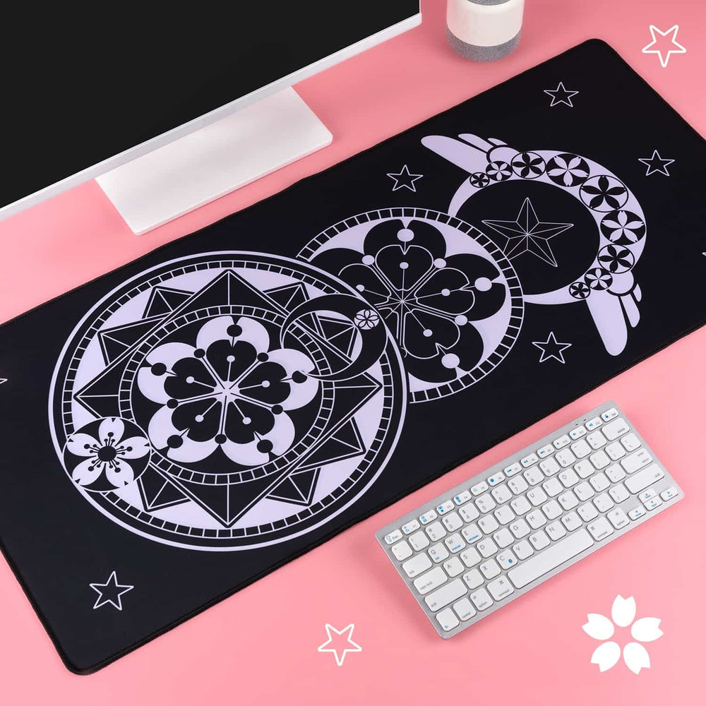 Load image into Gallery viewer, Cardcaptor Sakura Desk Mat - Constellation Star Black and Pink  Mousepad
