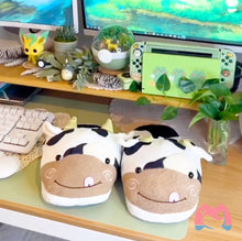 Load and play video in Gallery viewer, Cow Slippers - Cute Adult Womens Medium Slides
