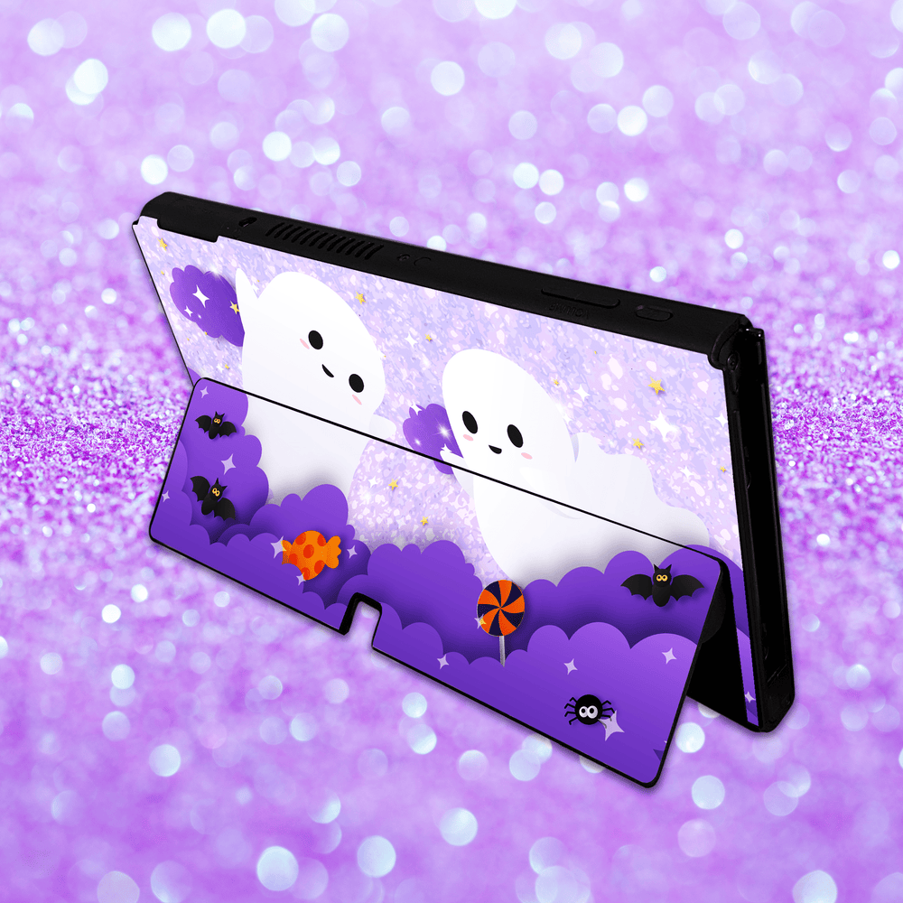 Load image into Gallery viewer, Ghost Skin - Purple Halloween Nintendo Switch OLED Standard Lite Skin
