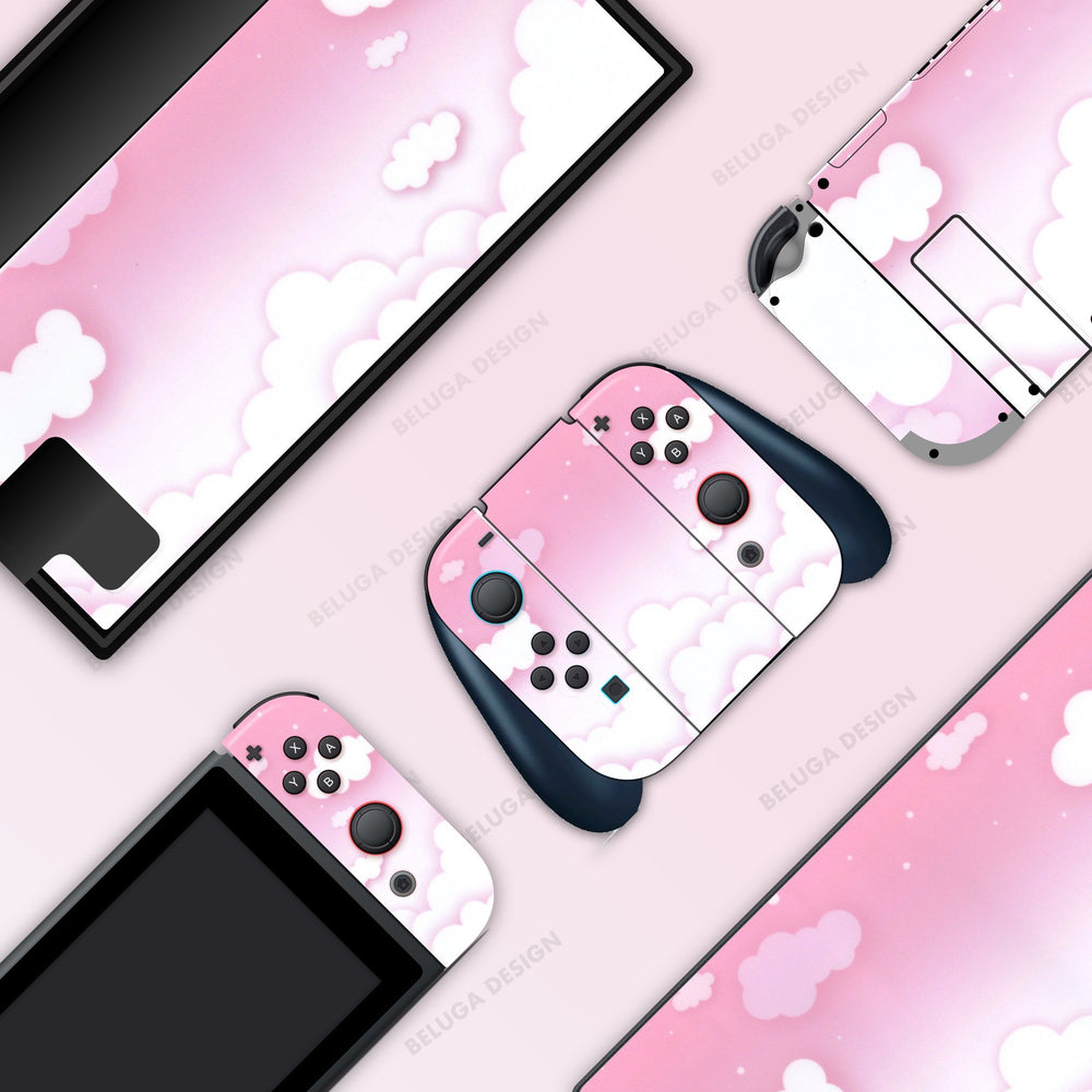 Load image into Gallery viewer, Pink Clouds Switch Skin - Pastel Switch Standard, OLED, Lite Wraps
