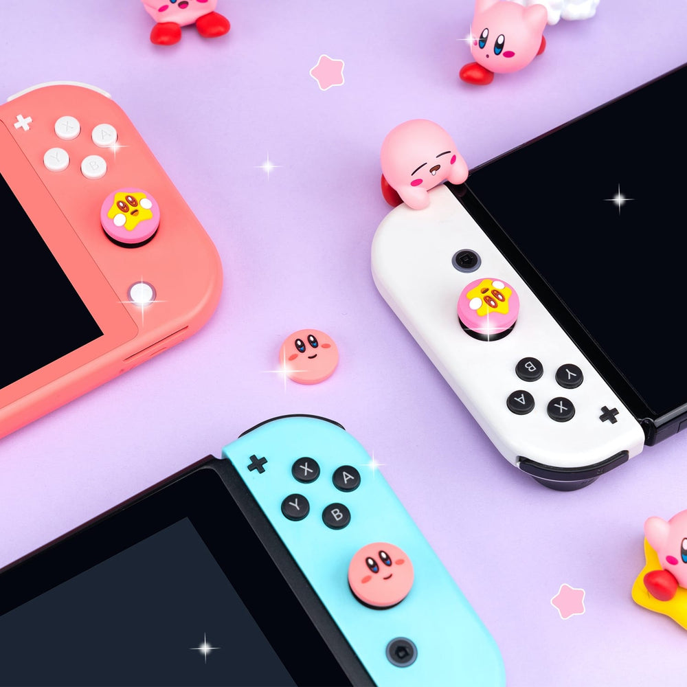 Load image into Gallery viewer, Kirby Thumb Grips - Cute Pink Anime Button Caps for Nintendo Switch Standard OLED Lite
