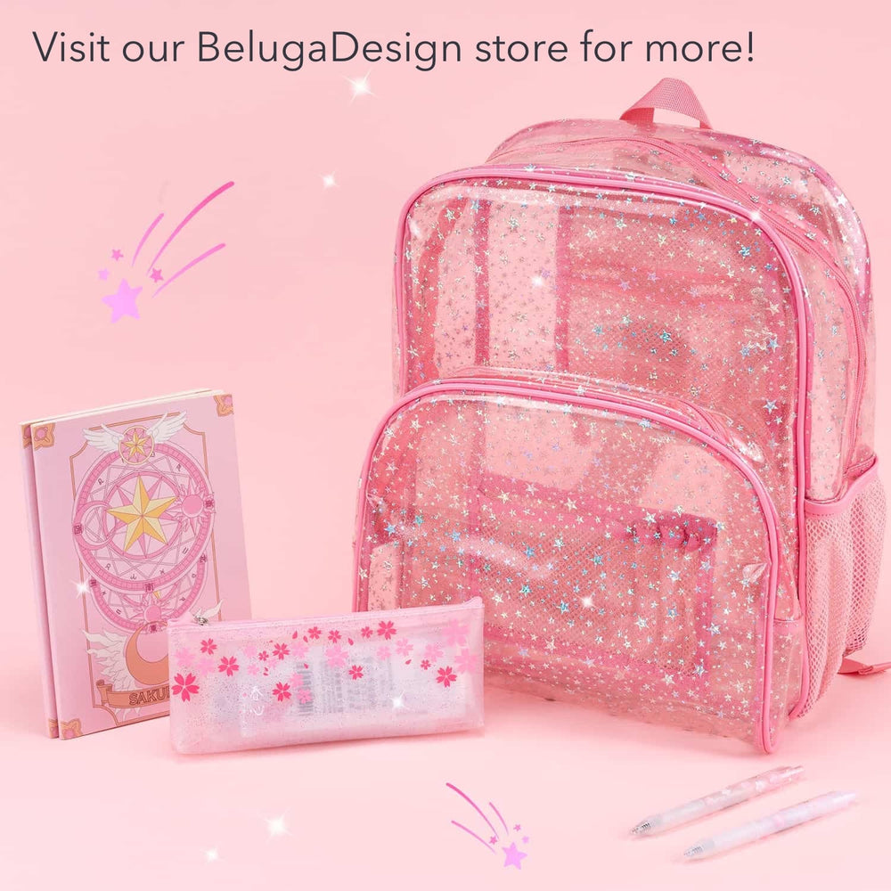 Load image into Gallery viewer, Glitter Pink Clear Backpack - Kawaii Cute School Supplies for Girls &amp; Women
