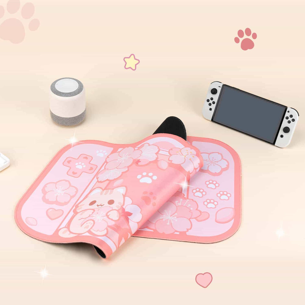 Load image into Gallery viewer, Sakura Cat Mousepad - Kawaii Desk Mat Mouse Pad with Wrist Support
