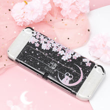 Load image into Gallery viewer, Sakura Cat Glitter Switch Standard OLED Case - Moon Clear Pink Kawaii
