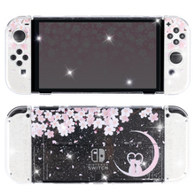 Load image into Gallery viewer, Sakura Cat Glitter Switch Standard OLED Case - Moon Clear Pink Kawaii
