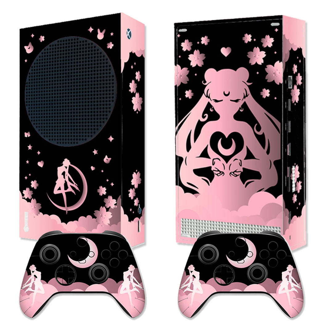 Moon Anime Xbox Skin | Japanese Black Pink Vinyl for Xbox Series S